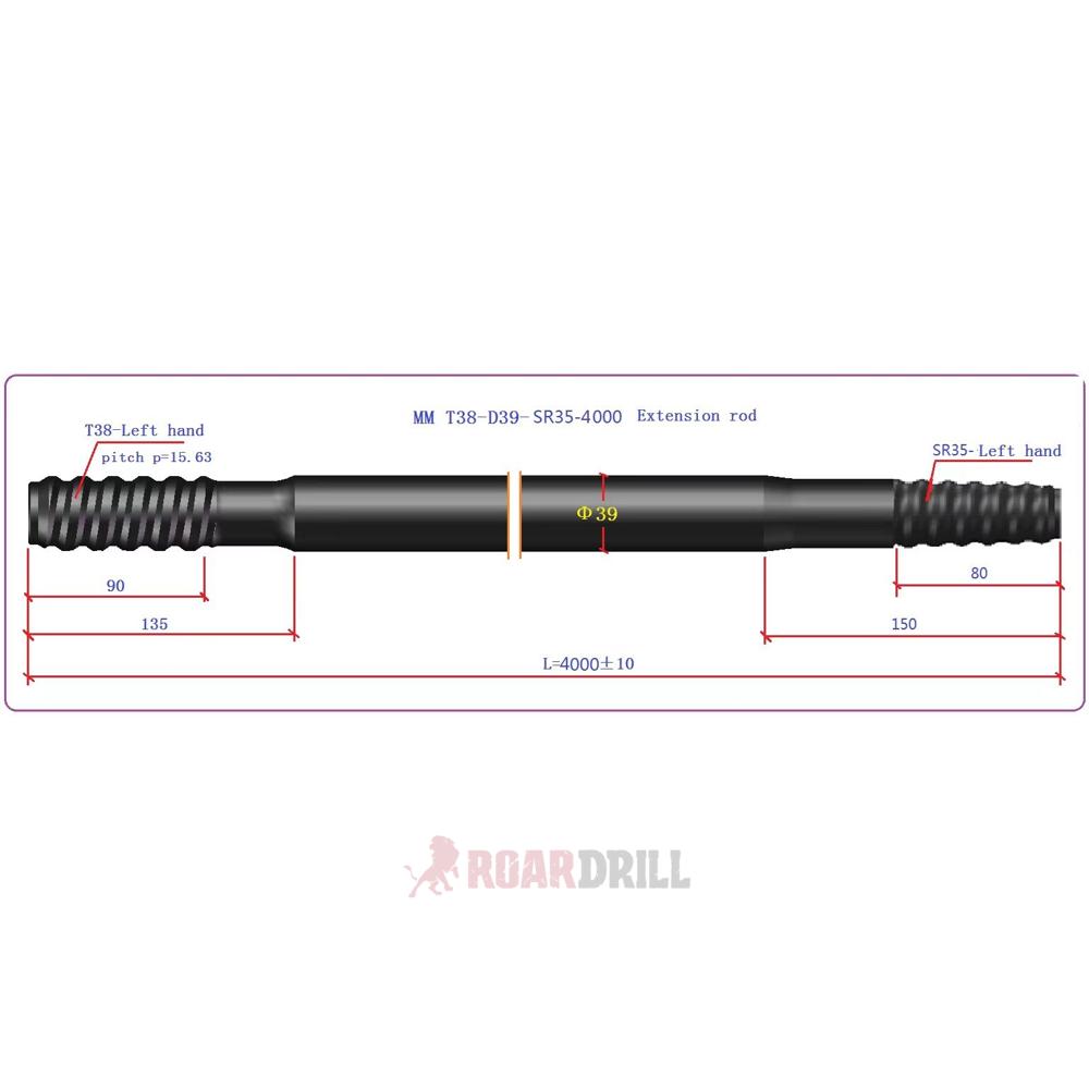 ROD Round body (BARRA) T38/R35 MM 4000 mm