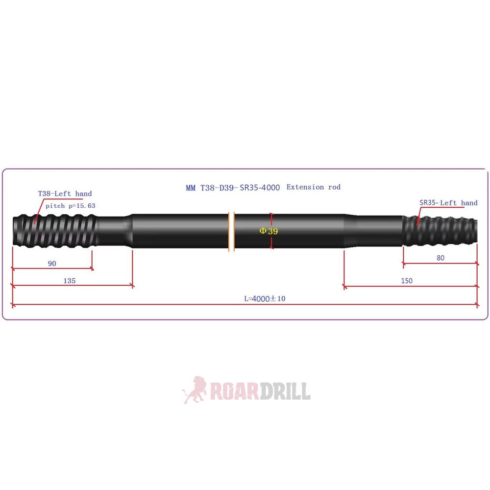 ROD Round body (BARRA) T38/R35 MM 4000 mm