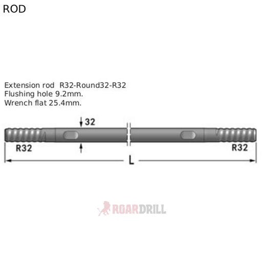 [23R32-R32-3050-23 ( 3X32_32MM3050 )] ROD HEX (Barras) R32/R32 MM 3050 mm 