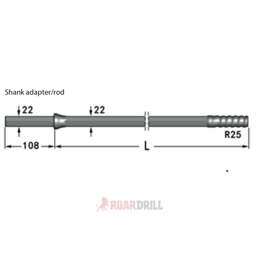 [12-21H22-R25/108-1830-40 3XR25AB1830] ROD (BARRA) HEX R25 22  L: 1830  (22/108)