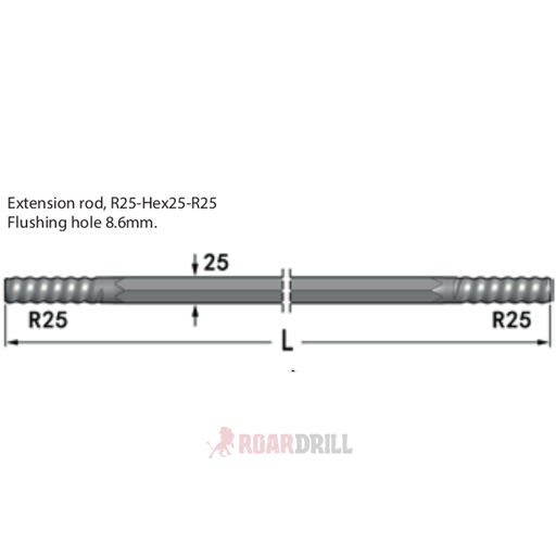 [3R25_R25MM3000] ROD (BARRA) HEX R25/R25 3000 mm (23H25-R25-3000-23