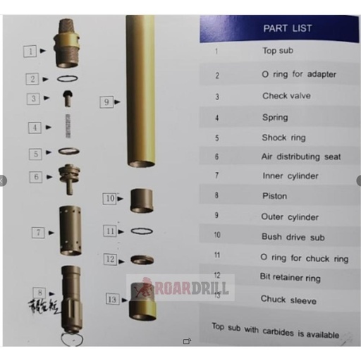 [383 KQL60(65A) (5QL 65A 6)] DTH HAMMER QL  6" KQL60 API3 1/2"REG P  (D:148mm)