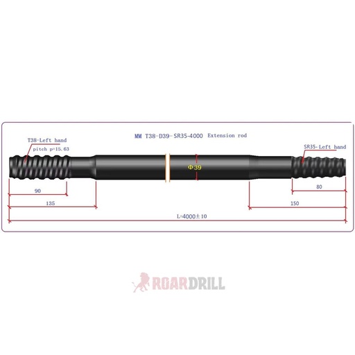 [12-MMT38-D39-SR35-4000] ROD Round body (BARRA) T38/R35 MM 4000 mm