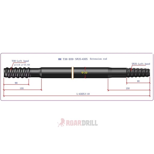 [MMT38-D39-SR35-4310] ROD Round body (BARRA) T38/R35 MM 4310