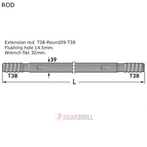 [12-23R39-T38-6100-23_S] ROD HEX (BARRA) T38/T38 MM 6100 mm (swedish steel)